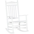 Outsunny Traditional Wooden High Back Rocking Chair For Porch, Indoor Outdoor, White White Wood