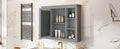 35'' X 27.5'' Medicine Cabinet, Wall Mounted Bathroom Storage Cabinet, Modern Bathroom Wall Cabinet With Mirror, Mirror Cabinet With 6 Open Shelves Not Include Bathroom Vanity Grey 1 5 Mirror Included Bathroom Wall Mounted Mdf Painted