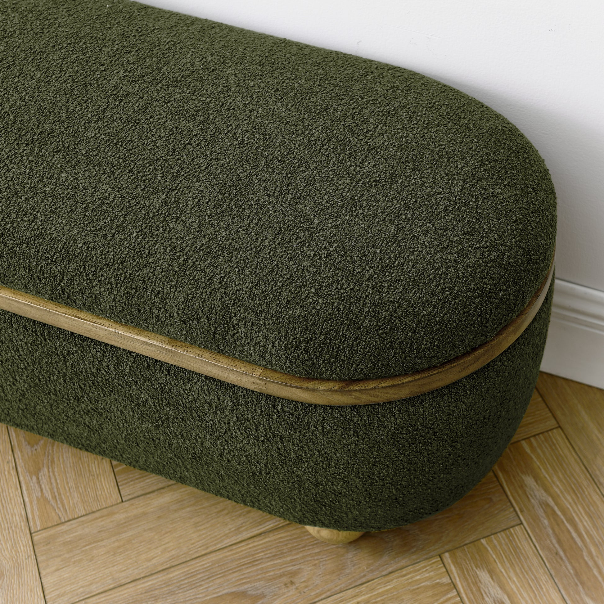 Storage Ottoman Bench, Upholstered End Of Bed Ottoman Bench With Storage And Seating, Large Blanket Storage Bench For Foot Rest In Bedroom, Living Room, Entryway, Dark Green Dark Green Foam