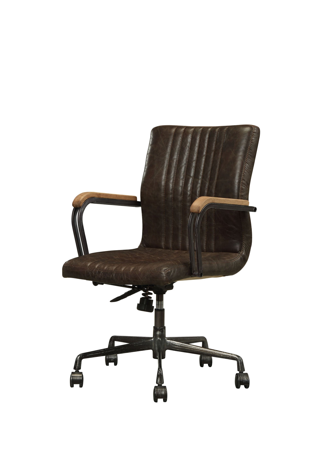 Distress Chocolate Swivel Office Chair With Pneumatic Lift Caster Solid Chocolate Office Office Chairs Solid Back Swivel Genuine Leather