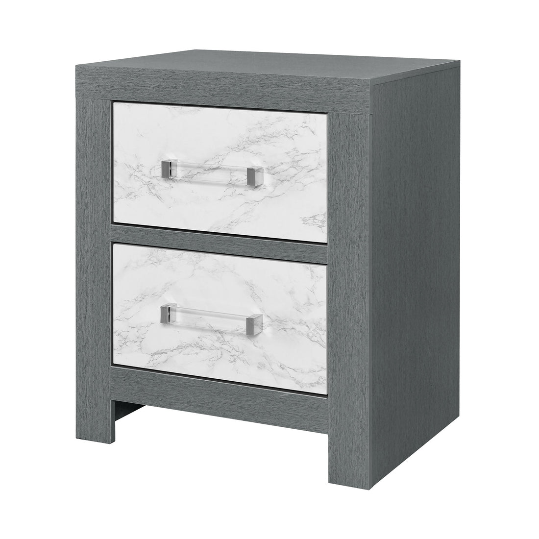 Rush Grey Nightstand Grey Solid Wood Mdf