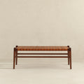 Cody Tan Leather Bench Brown,Rustic,Tan Brown Genuine Leather Brown Mid Century Modern Genuine Leather,Solid Wood