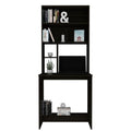 Sawgrass Writing Computer Desk, Hutch, Four Shelves Black Computer Desk Office Contemporary Pine Desk Rectangular Melamine Engineered Wood