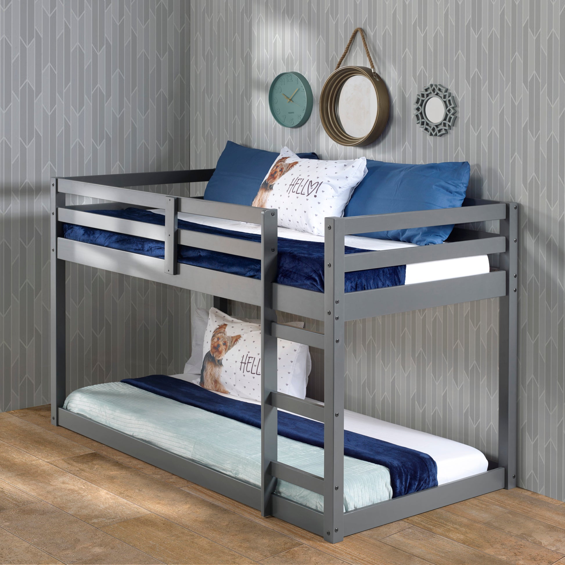 Grey Twin Loft Bed With Ladder Twin Grey Wood Bedroom Pine Slat Beds Wood
