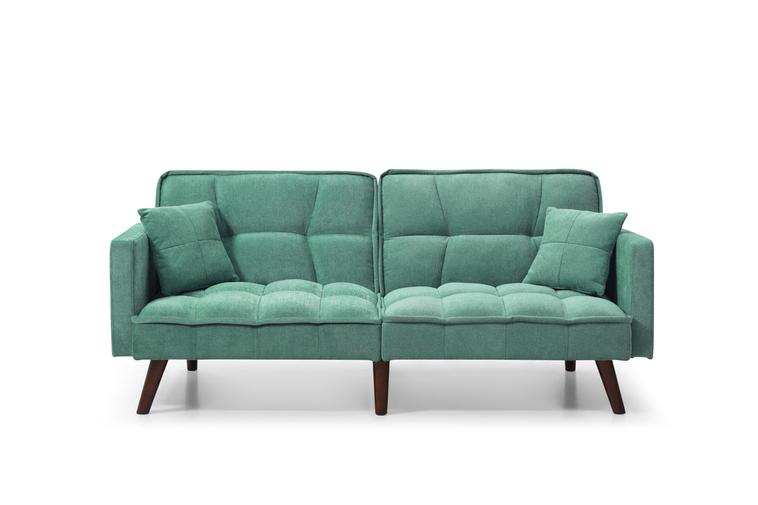 Sofa Bed Sleeper, Large Size, Usb Charging Port, Chenille Fabric Folding Futon Recliner For Living Room Furniture Apartment Bedroom Office Small Spaces, Green Green Brown Wood Primary Living Space Medium Soft Tufted Back Modern Foam Solid Wood 2 Seat