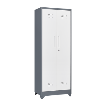 Metal Storage Cabinets, Cleaning Tool Cabinet With Locking Door, Tall Broom Tool Organizer And Storage, Large Storage Cabinet For Kitchen, Pantry, Office, Shop 3 4 Shelves Grey White Door Locks Modern Metal