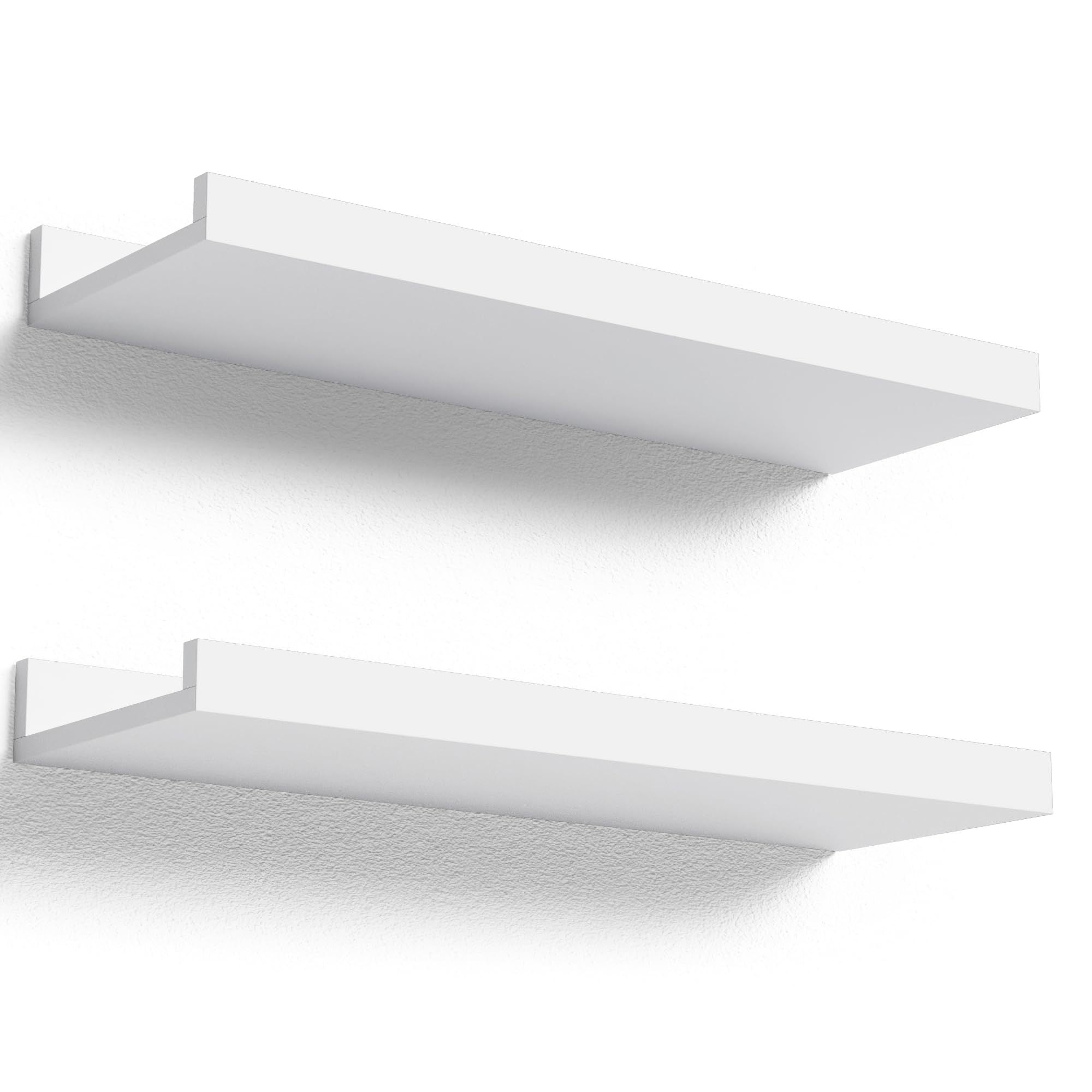 Floating Shelves Wall Mounted Set Of 2, Modern White Shelves For Room White Engineered Wood