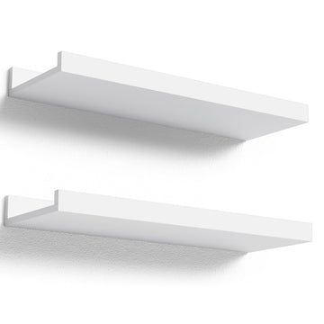 Floating Shelves Wall Mounted Set Of 2, Modern White Shelves For Room White Engineered Wood