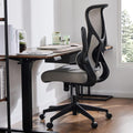 Ergonomic Computer Mesh Chair With Flip Up Armrests,Lumbar Support, Backrest For Home Office, Black Black Metal