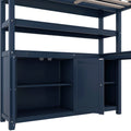 Wood Loft Bed With Cabinet And Bookshelf, Full Size Loft With Wardrobe And Desk For Kids,Dark Blue Expect Arrival Date 2024 8 25 Full Dark Blue Pine