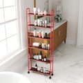 Red 6 Tier Rolling Cart Gap Kitchen Slim Slide Out Storage Tower Rack With Wheels,6 Baskets,Kitchen,Bathroom Laundry Narrow Piaces Utility Cart Red Kitchen American Design,American Traditional Metal