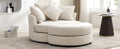 Orisfur. 360 Swivel Accent Barrel Chair With Storage Ottoman & 4 Pillows, Modern Chenille Leisure Chair Round Accent For Living Room, Cream Cream Foam Chenille