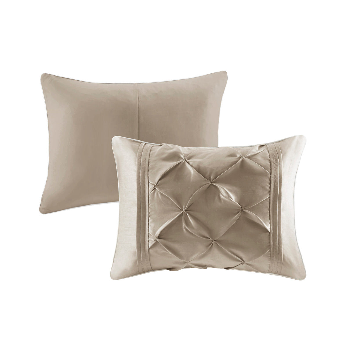 7 Piece Tufted Comforter Set Taupe Queen Queen Taupe Polyester