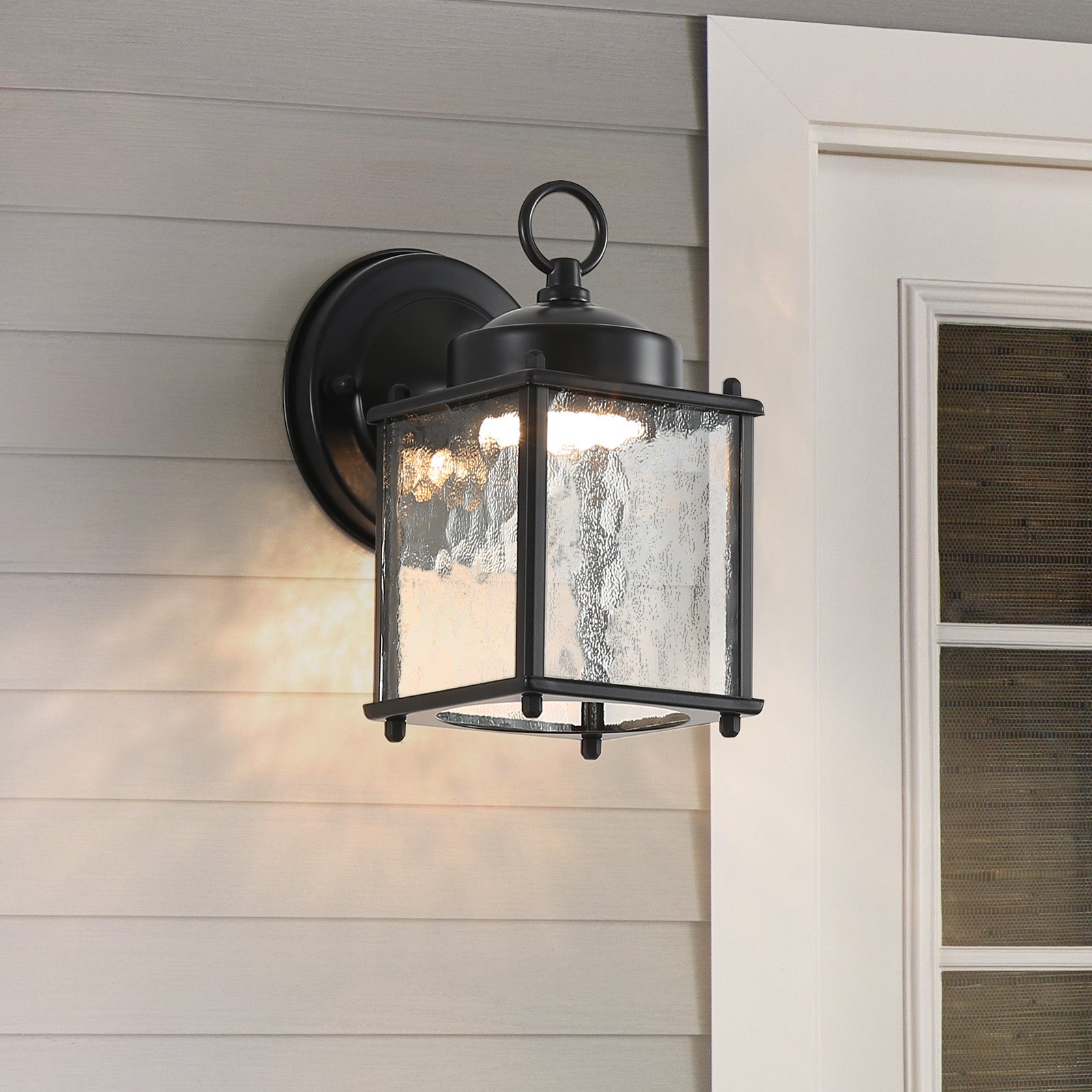 Outdoor Wall Sconce Lights With Clear Glass, Outside Garage Sconce Lighting Waterproof Farmhouse Wall Lantern Lamp For House Patio Doorway Black Glass,Metal