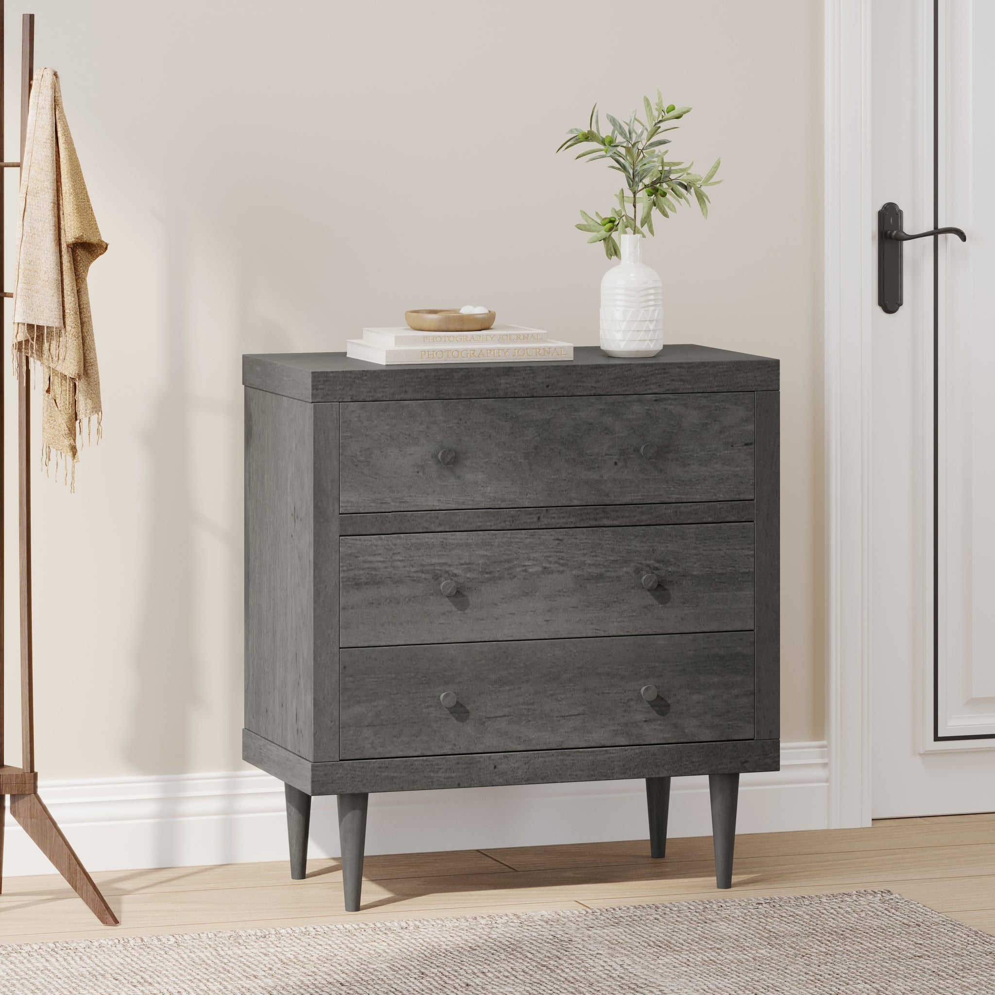 Nordic 3 Drawer Chest Grey Mdf