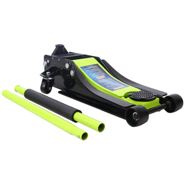 Floor Jack, 3.5 Ton Low Profile Floor Jack, Heavy Duty Steel Racing Floor Car Jack With Dual Piston Quick Lift Pump, Truck Hydraulic Jack 3.5T Dual Pump 4" 21" Green Steel