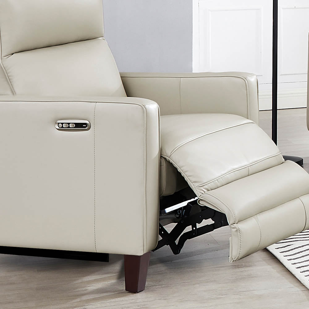 Ashby Power Headrest Zero Gravity Reclining Loveseat Beige Memory Foam Genuine Leather