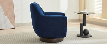 U Shaped Fully Assembled Swivel Chair Velvet Accent Chair Armchair Round Barrel Chair For Living Room Bedroom, Navy Blue Navy Blue Velvet