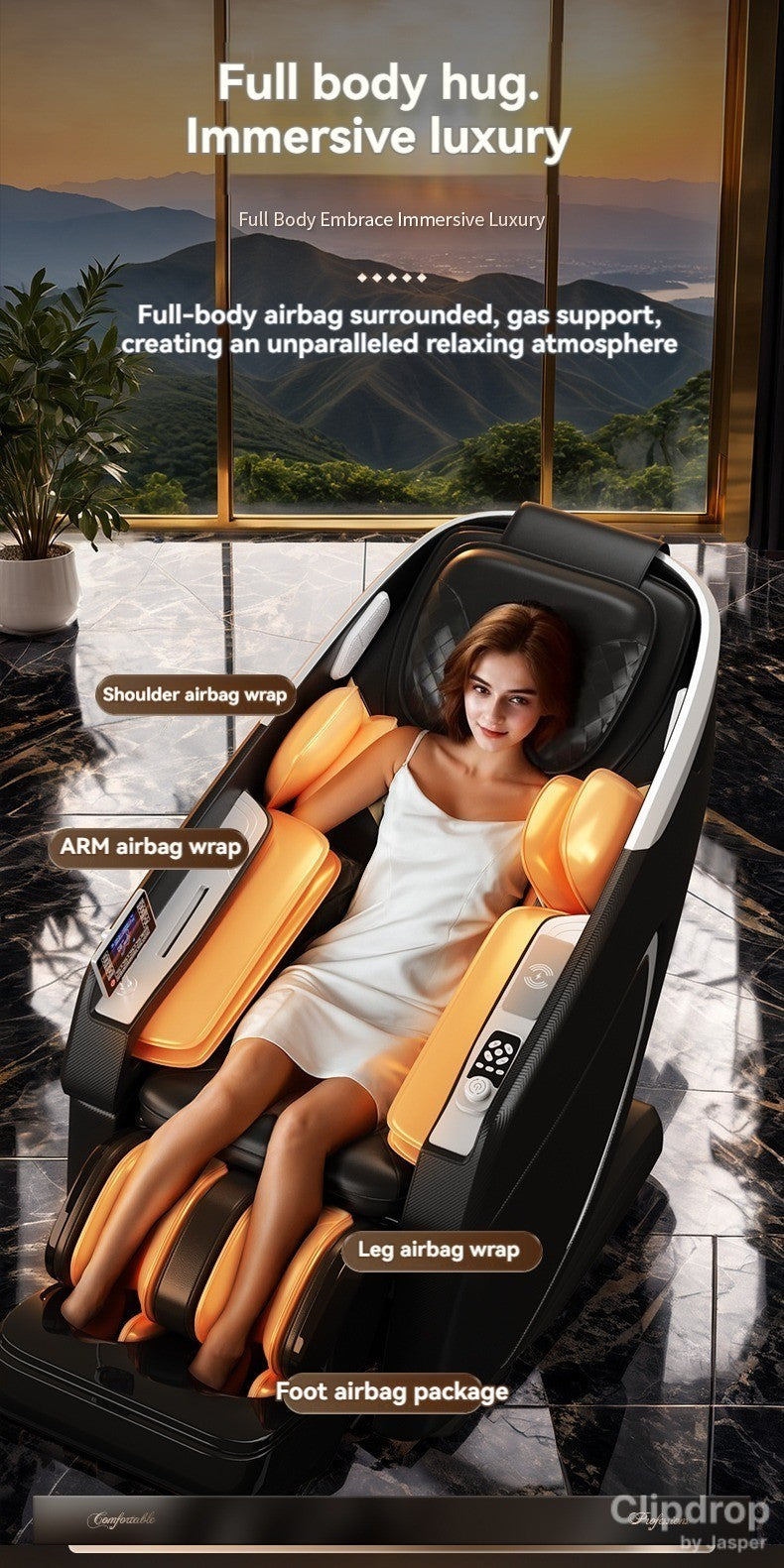 4D Massage Chair, Full Body Recliner Zero Gravity With Sl Track,Wireless Charging,Automatic Body Scan,Human Touch,Heating,Bluetooth,Foot Rollers,Airbags & Extendable Footrest Black Pu Leather