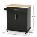 Kitchen Cart Black Wood