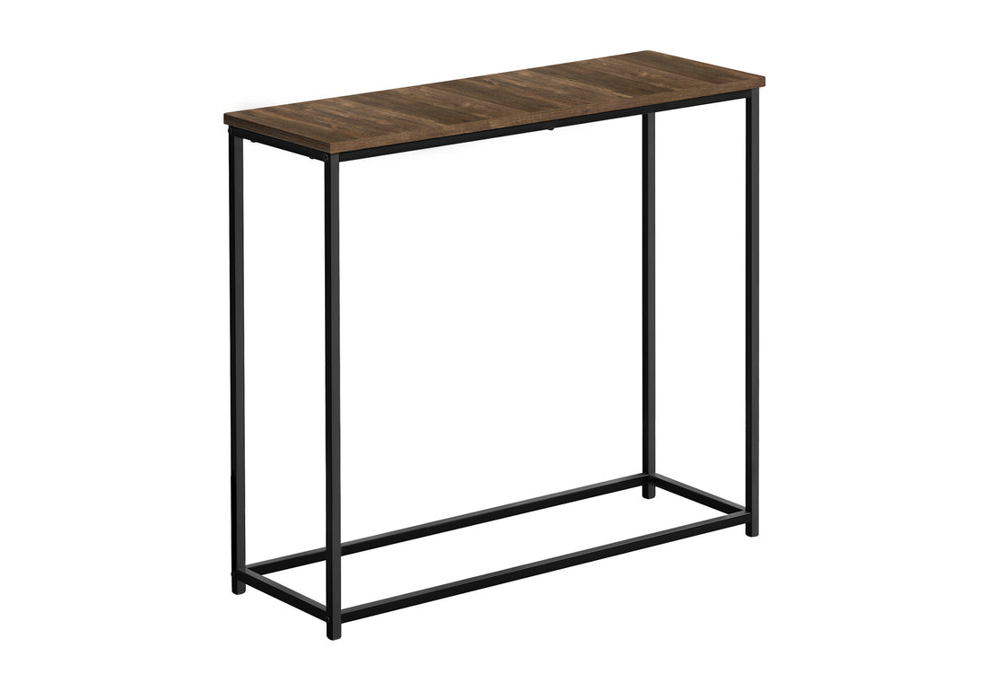 Accent Table, Console, Entryway, Narrow, Sofa, Living Room, Bedroom, Brown Laminate, Black Metal, Contemporary, Modern Brown Particle Board