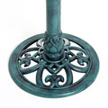 Outsunny 28'' Bird Bath Outdoor Resin Decor With Fleur De Lis Pattern, Time Worn Finish Green Plastic