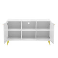 Modern Tv Stand For Tvs Up To 55 Inches, Entertainment Center Media Console,Adjustable Shelf, Metal Legs, Handles And Anti Tip Device For Living Room White 50 59 Inches Mdf