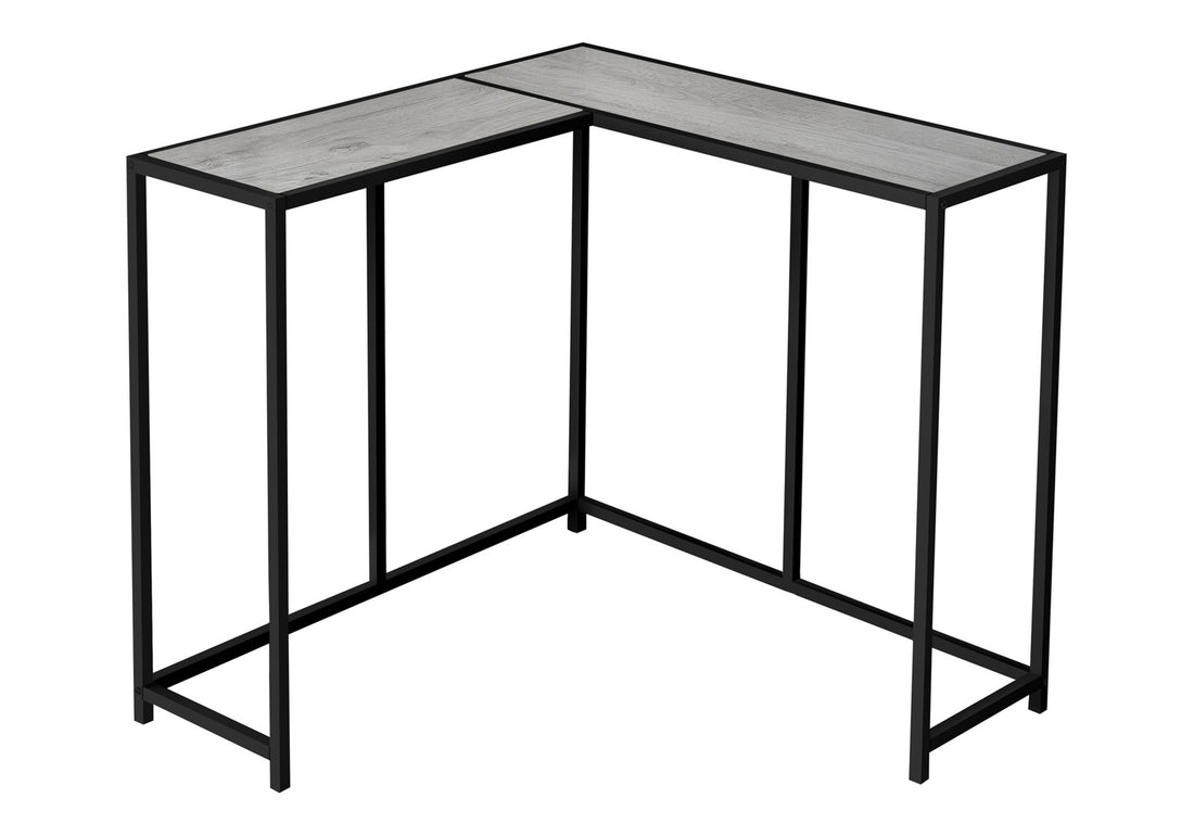 Accent Table, Console, Entryway, Narrow, Corner, Living Room, Bedroom, Grey Laminate, Black Metal, Contemporary, Modern Grey Particle Board