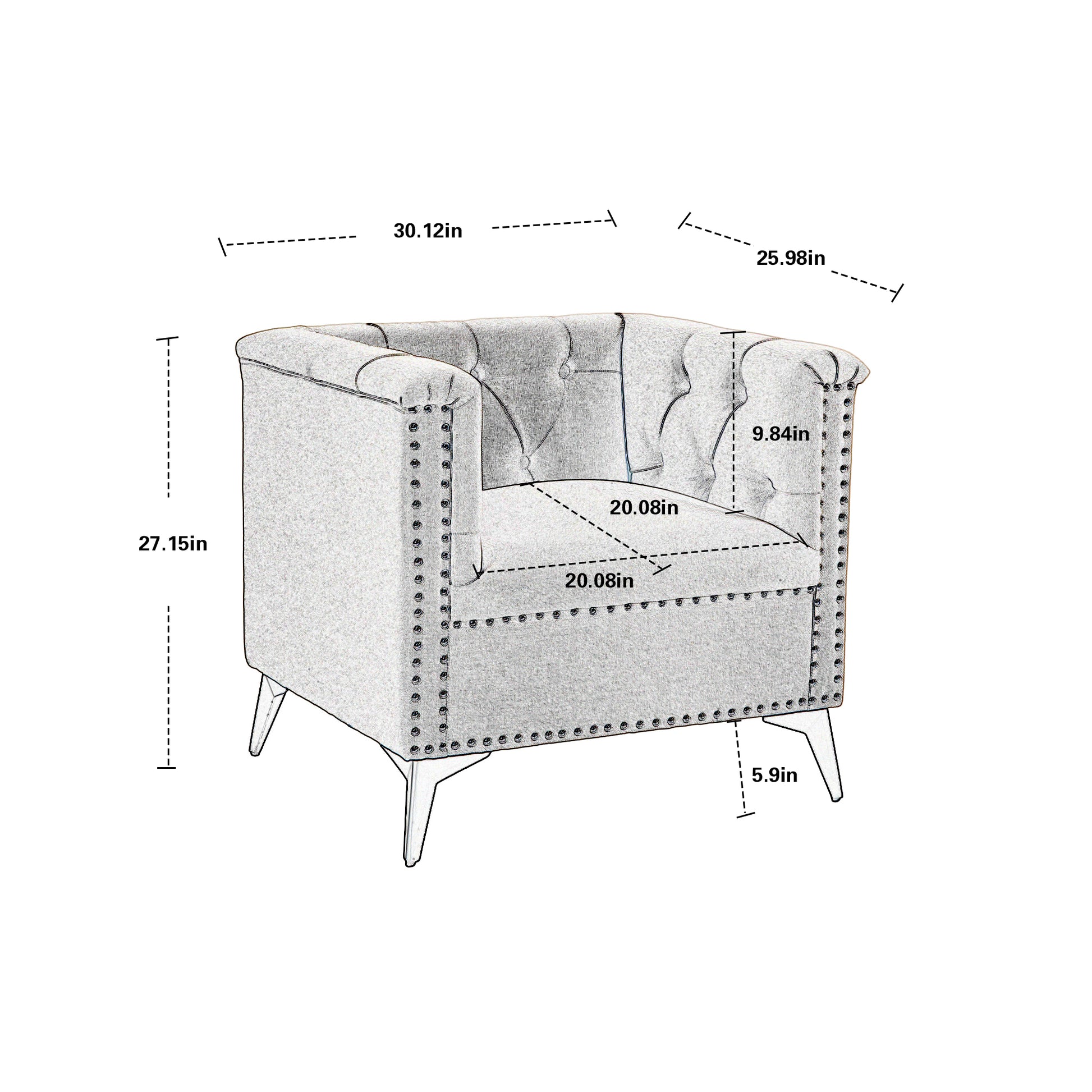 Accent Chair Living Room Chairs Single Sofa Chair,Arm Chairs With Linen Fabric, Mid Century Accent Arm Chairs Comfy Reading Lounge Club Armchair For Bedroom Office Study Blue Metal