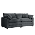 Modern Fabric Living Room Sofa With 4 Pillows Upholstered Large Deep Seating Loveseat, Grey Corduroy Grey Corduroy 2 Seat