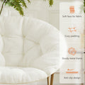 Cozy Saucer Chair Faux Fur Metal Frame Anti Slip Leg For Living Room Bedroom, Large, White White Fabric Metal