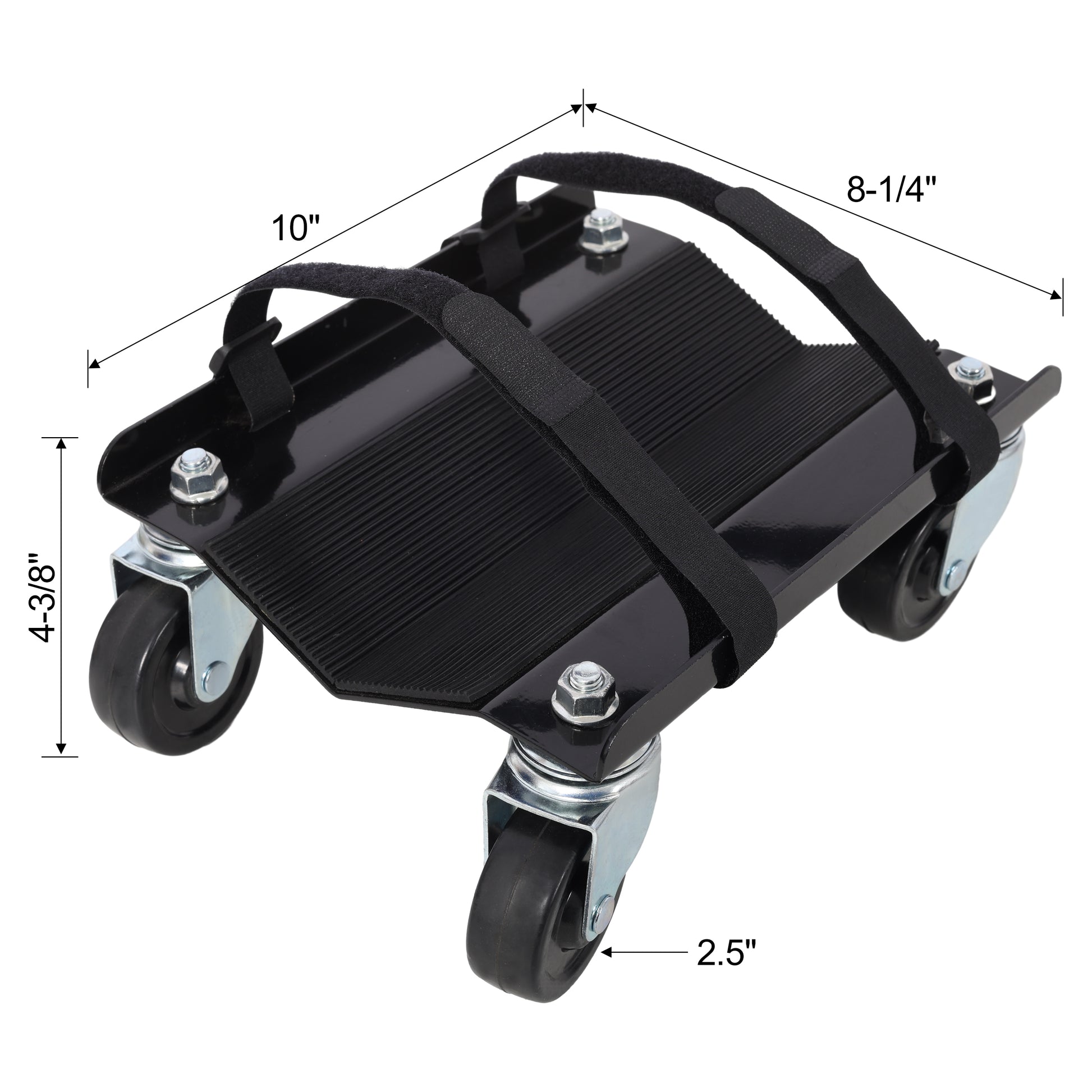 Snowmobile Dolly Heavy Duty Carries Up To 1500Lbs V Slide With 2.5" Swivel Casters Rubber Pad Protecting Skis And 2 Pairs Of Heavy Duty Straps Firmly Attaching On Skis,Black Color Black Steel