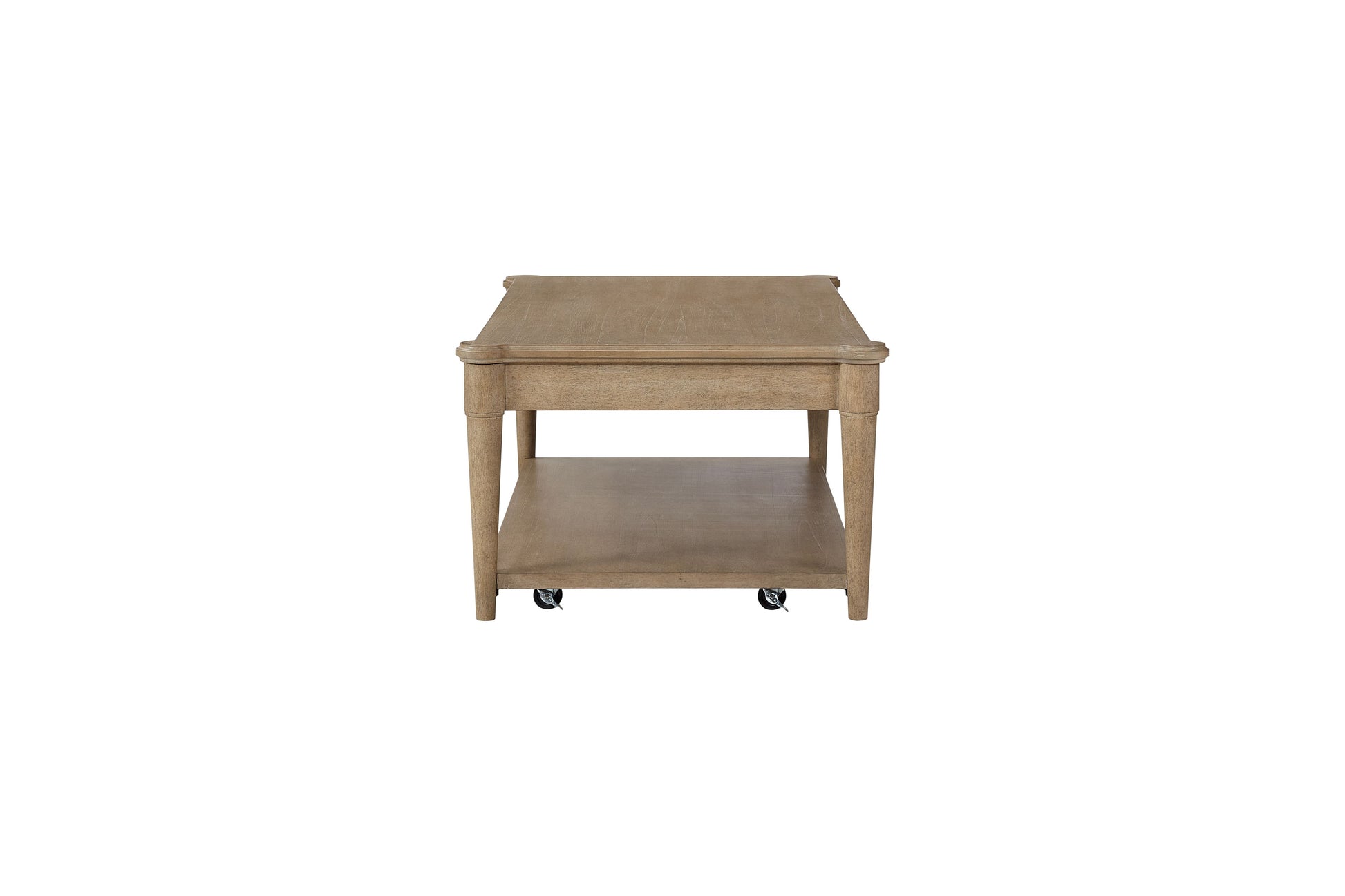 Sand Colored Cocktail Table With Two Storage Drawers And Casters Sand Solid Wood Mdf