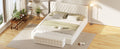 2 Pieces Bedroom Sets Queen Size Upholstered Bed With Rectangular Upholstered Ottoman For Bedroom,White Queen White 2 Piece Set Solid Wood Mdf