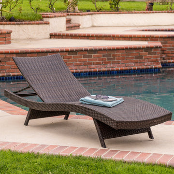 Kauai Pe Wicker Chaise Brown Multi Rattan Metal