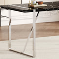 Table And Chair Set.A Rustic Industrial Rectangular Mdf Black Dining Table With Mdf Desktop And Electroplated Silver Metal Legs.Paried With 6 Chairs With Pu Cushion And Metal Legs. Black,Silver Seats 6 Mdf Metal