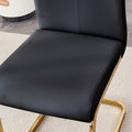 Table And Chair Set, The Table Is Equipped With A Marble Patterned Mdf Tabletop And Gold Table Legs.The Chair Is Equipped With Pu Synthetic Leather High Back Cushion And Gold Coated Metal Legs. Gold Black Seats 6 Mdf Metal