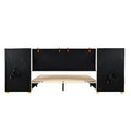 Queen Size Upholstered Platform Bed, Two Outlets And Usb Charging Ports On Both Sides, Two Bedside Pillows, Storage Shelves,Velvet, Beige Queen Beige Mdf Lvl