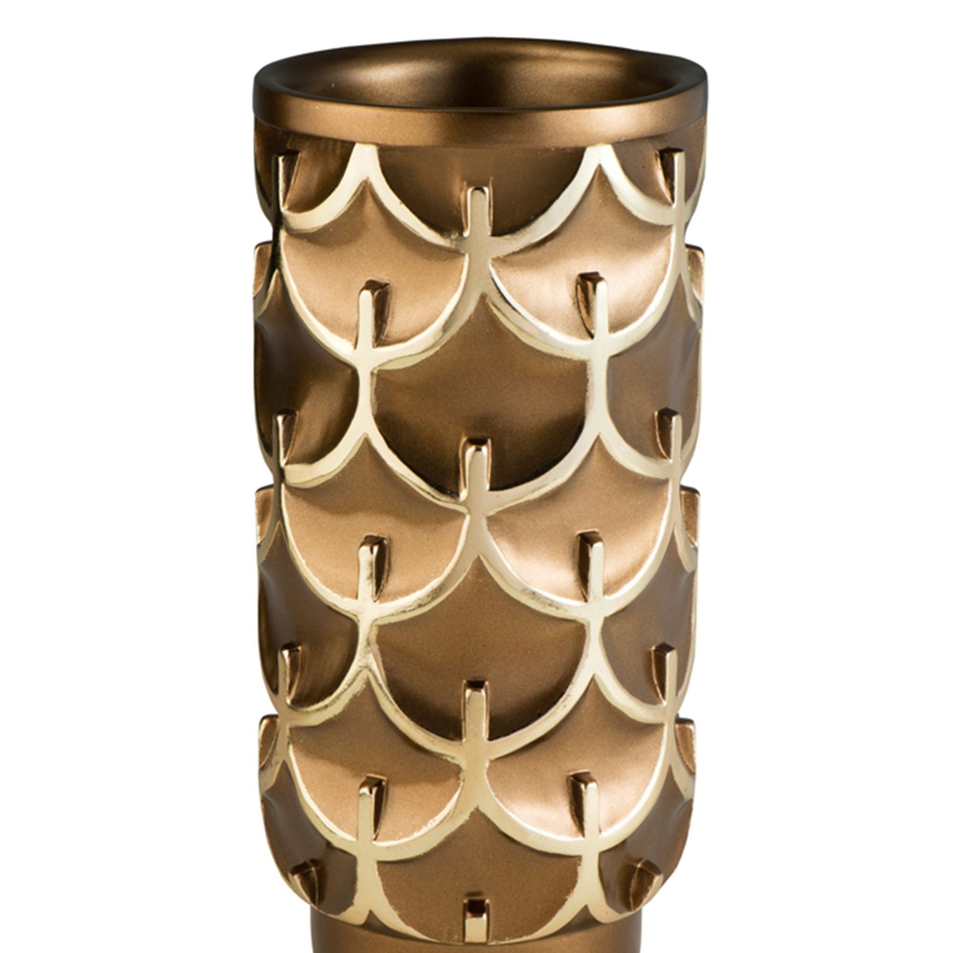 14.25" Tall Polyresin Decorative Vase "Mystic Owl", Golden Finish Gold Polyresin