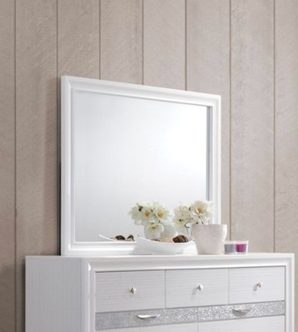 Naima White Finish Mirror White Mirror,Synthetic Wood