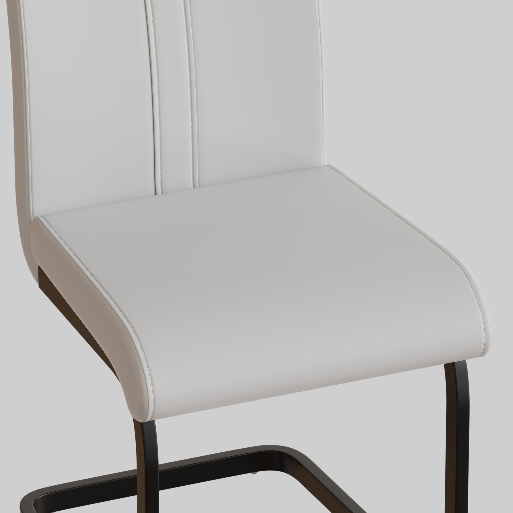 Modern Dining Chairs,Pu Faux Leather High Back Upholstered Side Chair With C Shaped Tube. Black Metal Legs For Dining Room Kitchen Vanity Patio Club Guest Office Chair Set Of 4 White Pu White Foam Pu