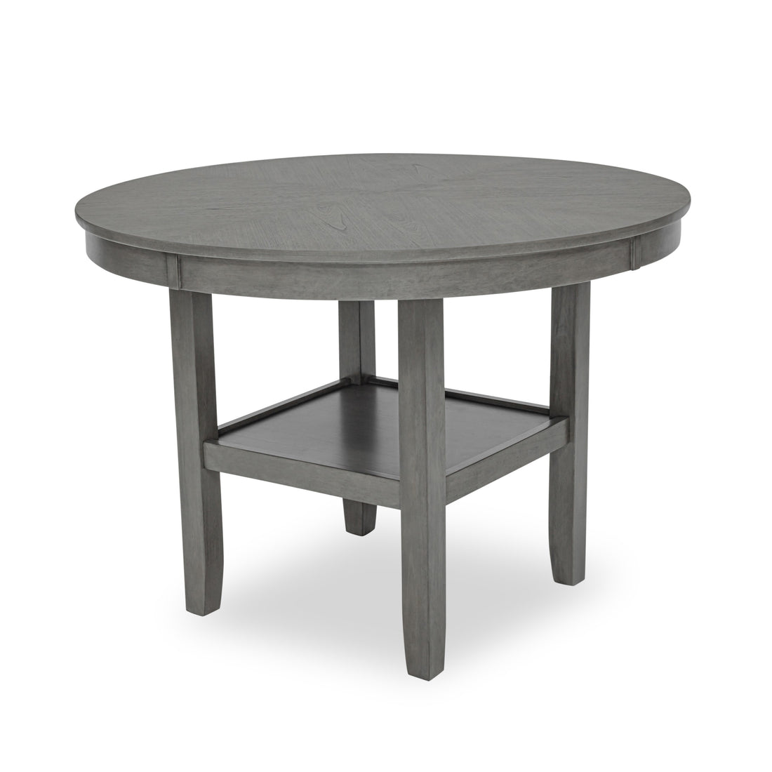 Beautiful Round 5Pc Dining Table Set Lower Storage Shelves Dining Room Set Wooden Furniture Wood Dining Room Fixed Table Rubberwood Round Dining Table With Chair Wood Wood Gray Seats 4 42 Inches