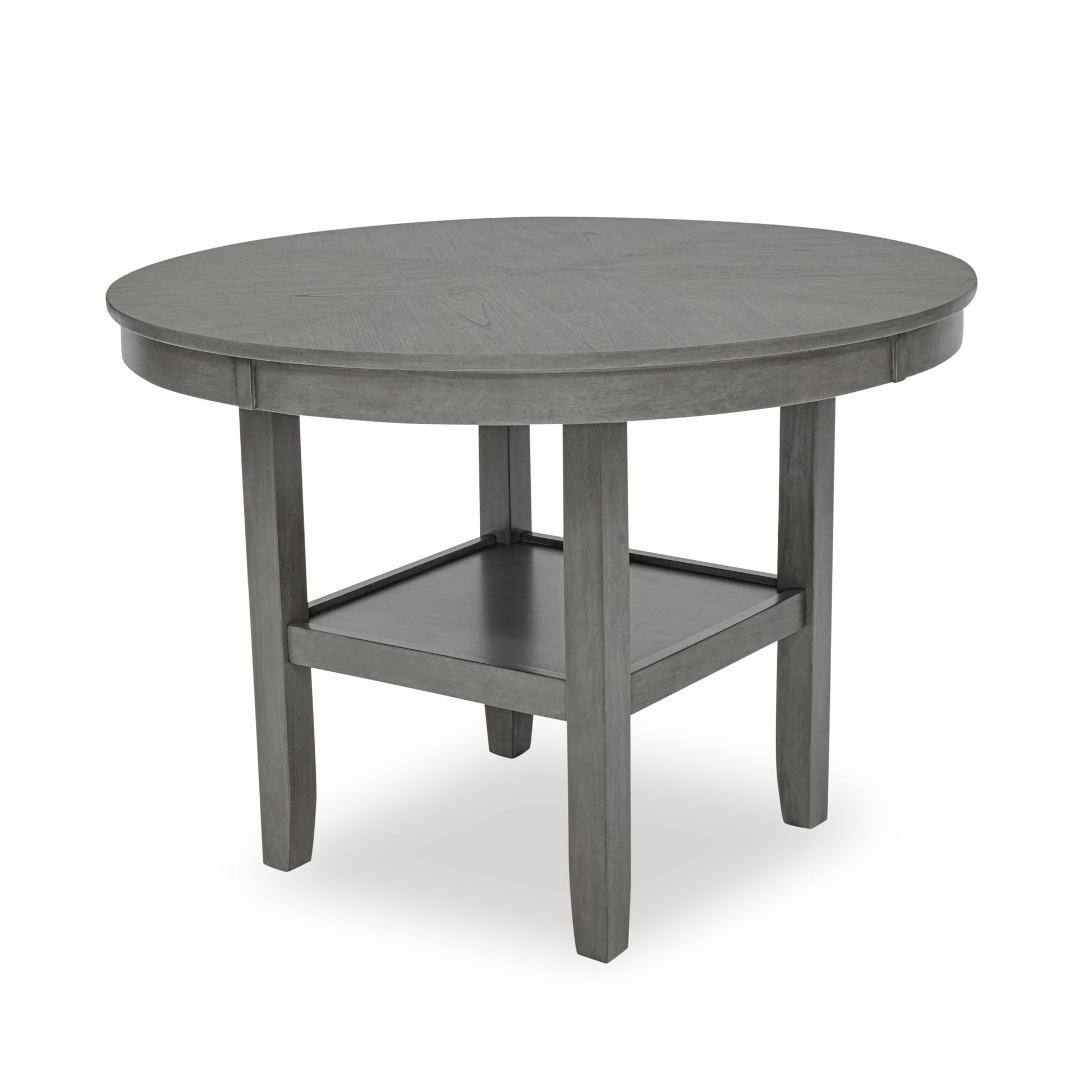 Beautiful Round 5Pc Dining Table Set Lower Storage Shelves Dining Room Set Wooden Furniture Wood Dining Room Fixed Table Rubberwood Round Dining Table With Chair Wood Wood Gray Seats 4 42 Inches