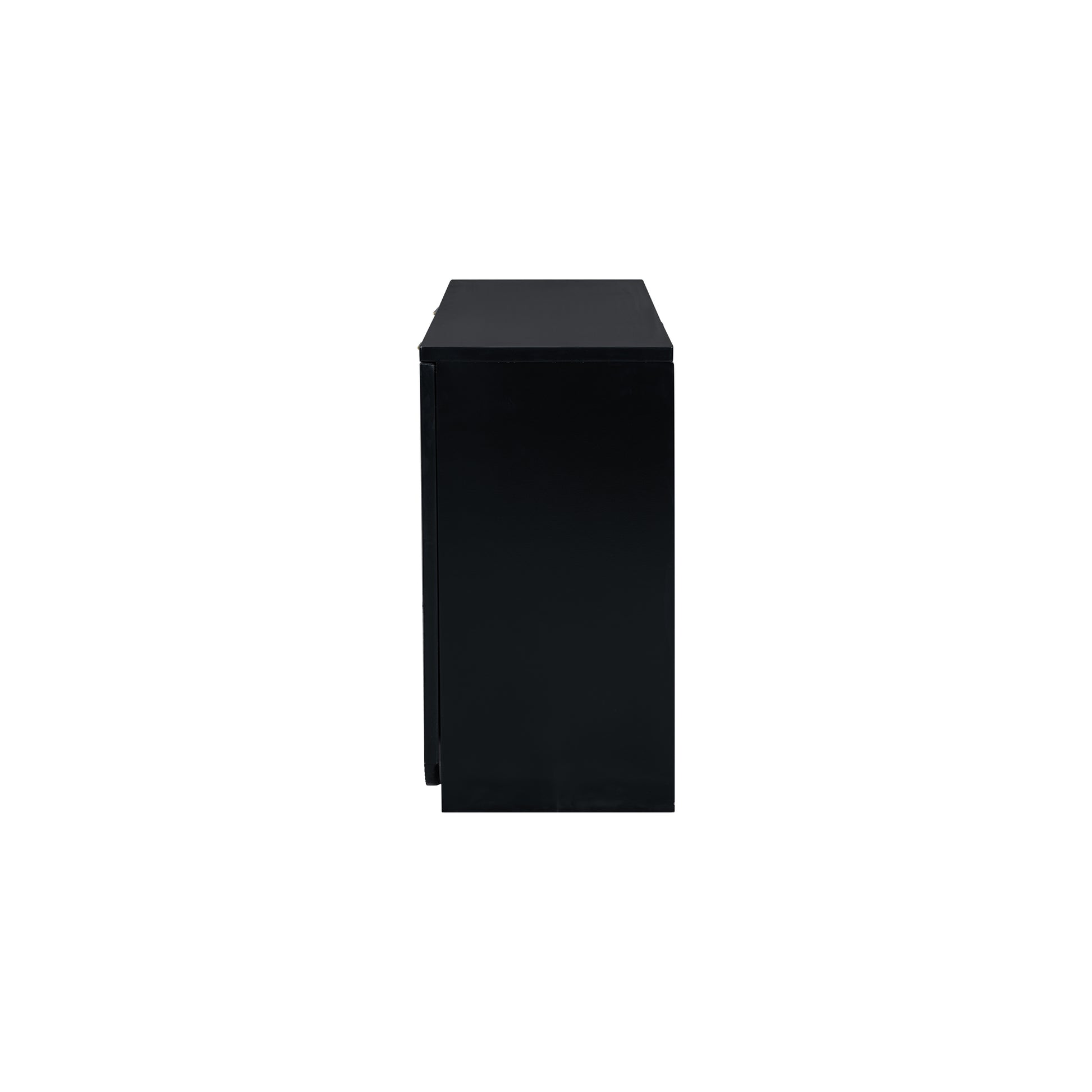 Vertical Stripes And Wavy Design Of A Four Door Cabinet Cabinet Suitable For Hallway, Entryway, Living Room 3 4 Spaces Black Primary Living Space Artsy Mdf