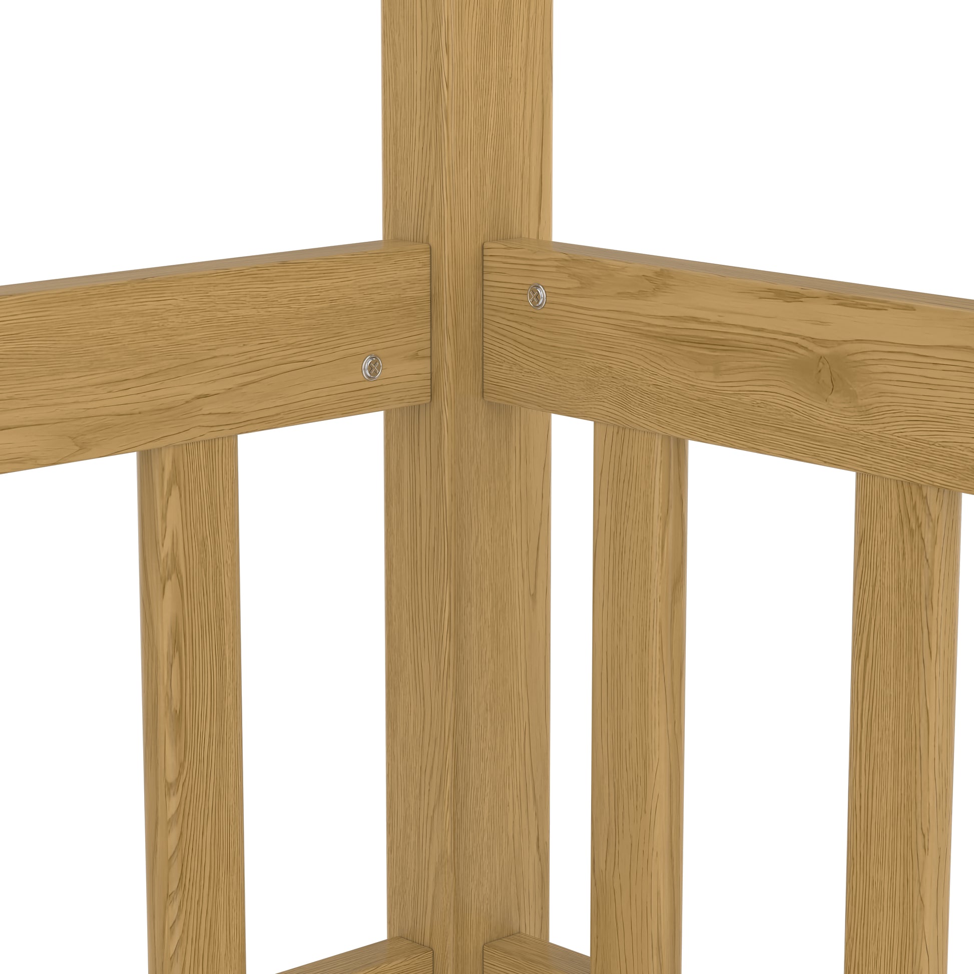 Twin Size Canopy Bed Frame With Guardrails For Kids,Floor Bed Twin With Four Poster Design,Kids Montessori Floor Bed,Wood Canopy Bed Frame For Girls,Boys Twin,Natural Box Spring Required Twin