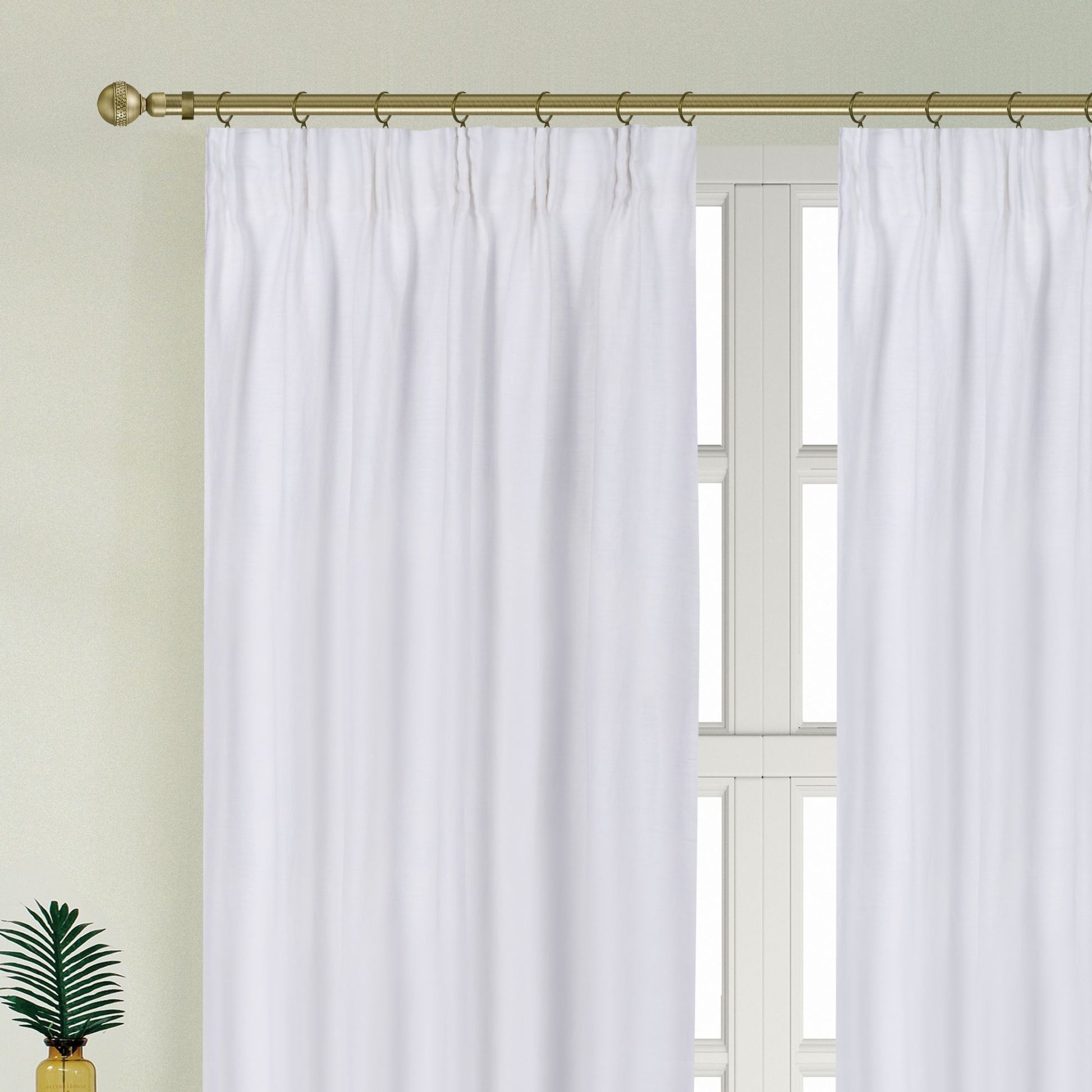 Newport Cotton Lining Window Curtains For Bedroom, Linen Curtains For Living Room, 96 Inches Long Curtains For Living Room, White White Linen