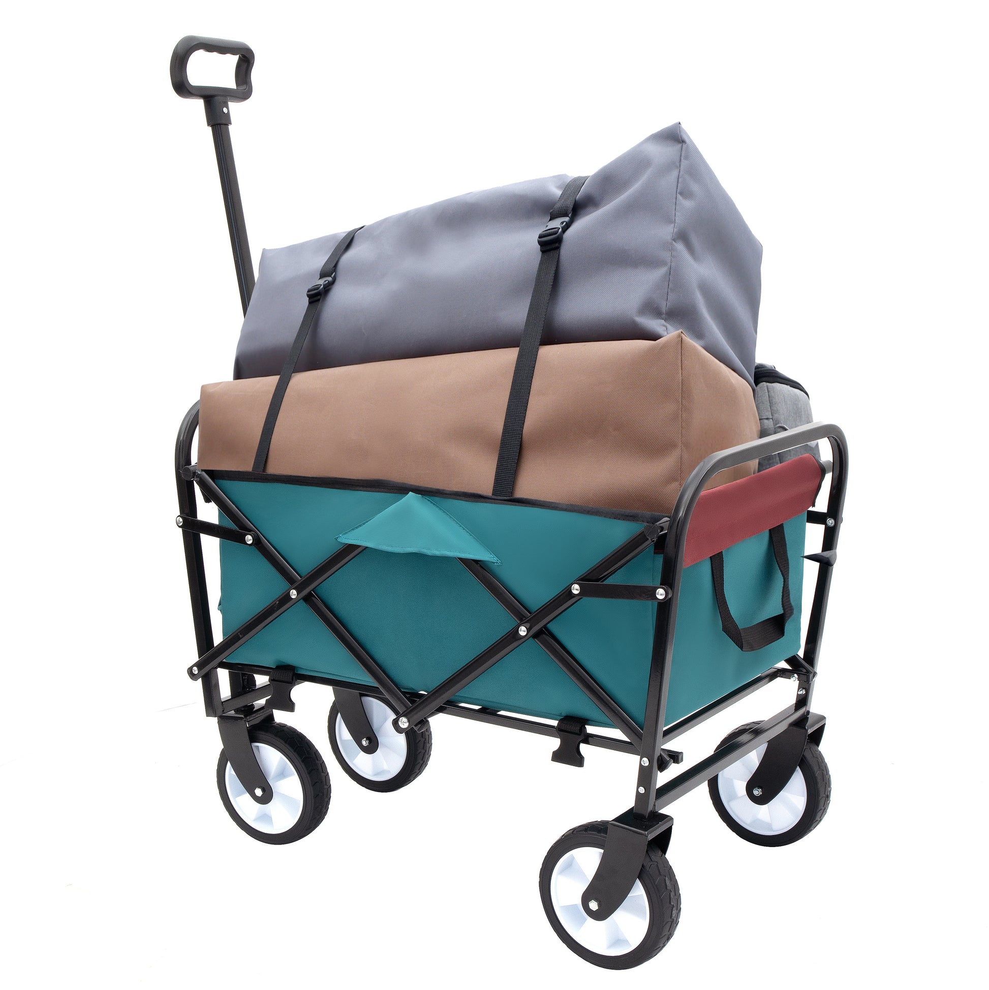 Minimeetall Multi Use Bag,Collapsible Foldable Wagon Cart Beach Wagon Heavy Duty Utility Cart Utility Wagon Grocery Cart For For Camping 3Pcs Plastic Liner Bag Covercyan Cyan Steel