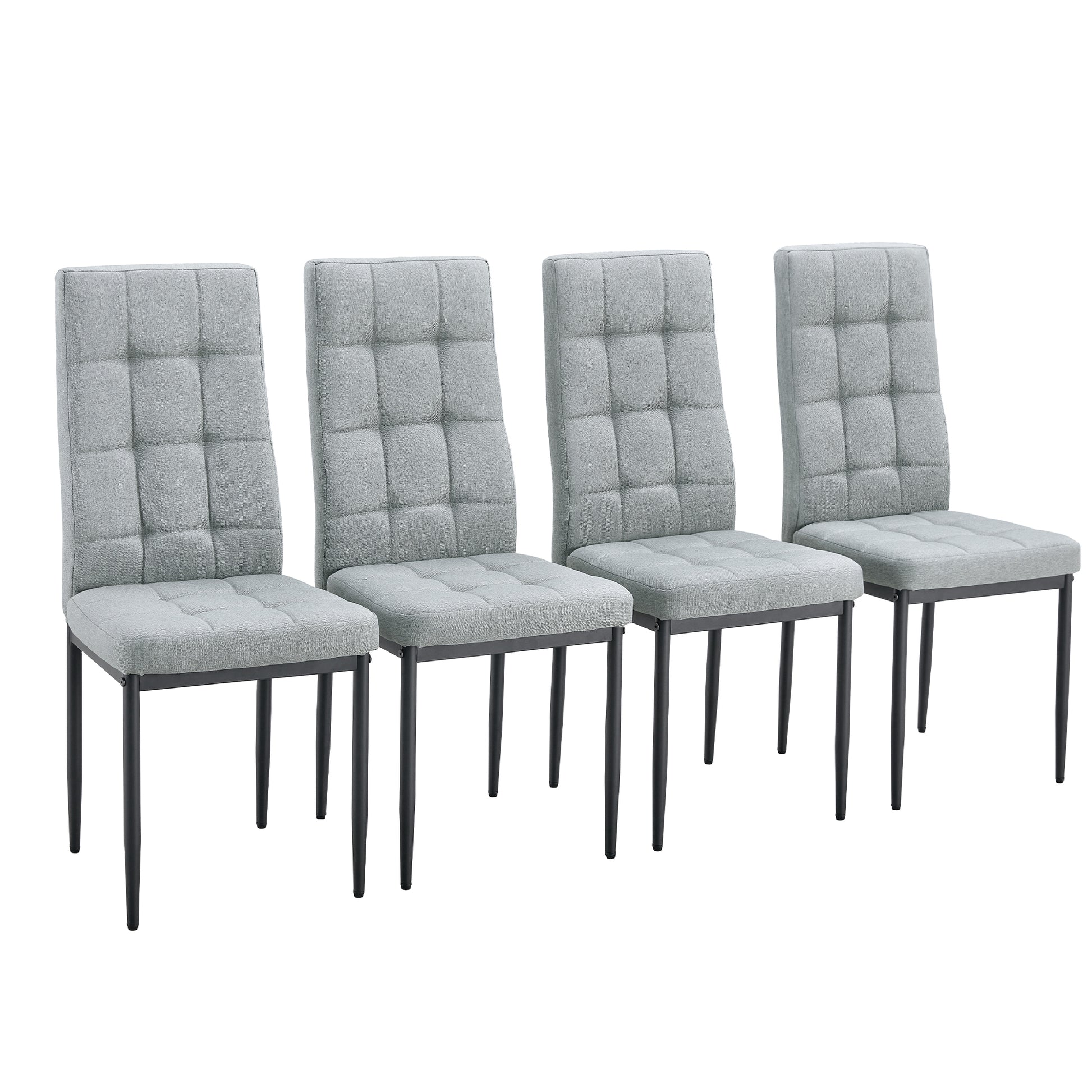 Linen Tufted Dining Room Chairs Set Of 4, Accent Diner Chairs Upholstered Fabric Side Stylish Kitchen Chairs With Metal Legs And Padded Seat Gray Gray Mdf Metal