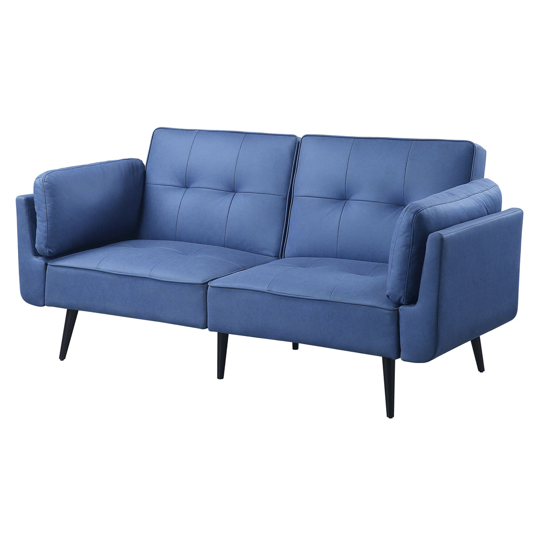 Blue Adjustable Sofa With Ottoman Blue Wood Primary Living Space Tight Back Modern Eucalyptus Flared Arms Wood Fabric 2 Seat