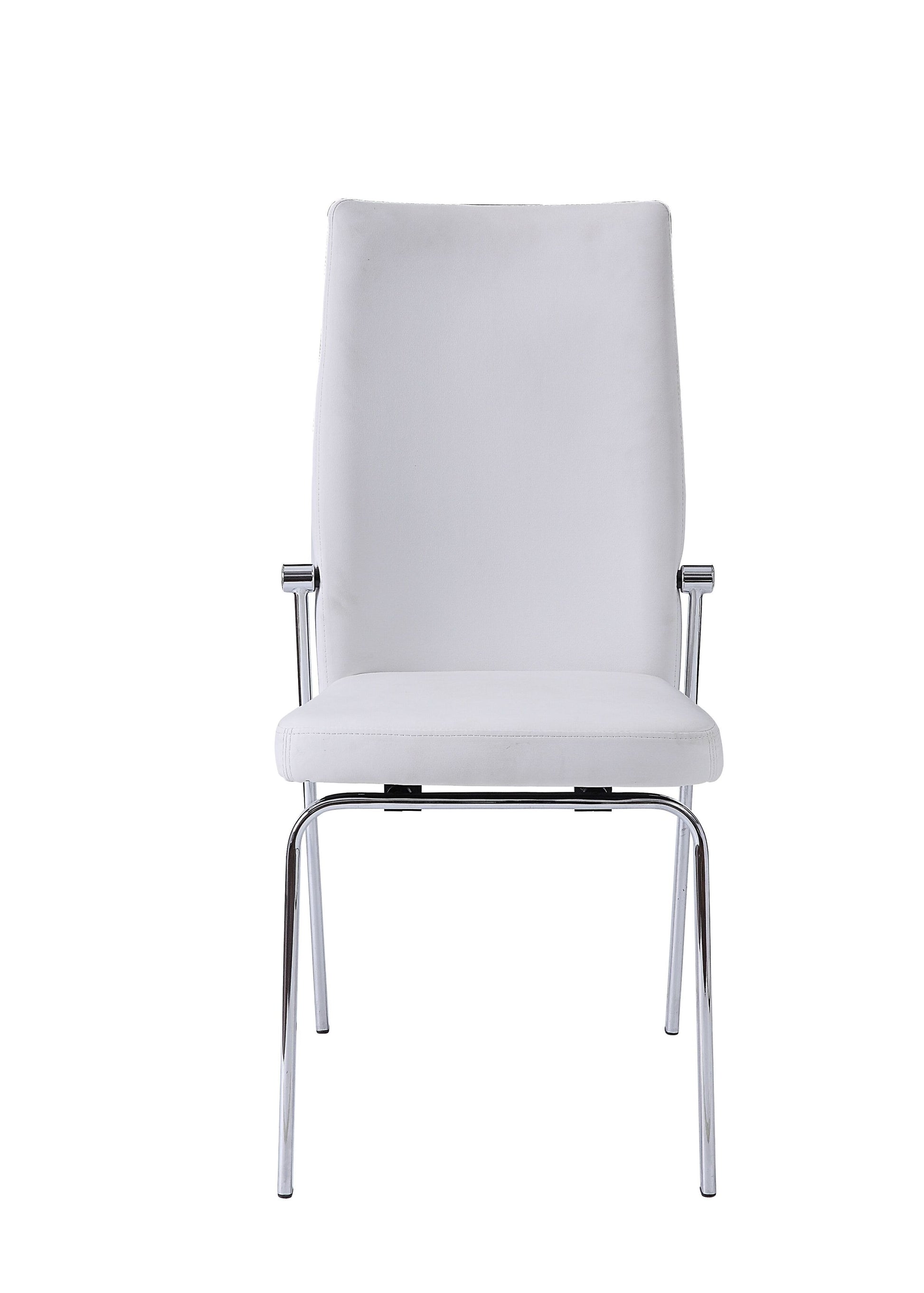 White And Chrome Padded Side Chair Set Of 2 Solid White Silver Dining Room Modern Side Chair Solid Back Set Of 2 Wood Fabric